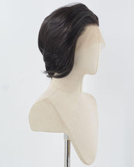 Natural Black Short Synthetic Lace Front Men's Wig MW030