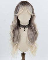 Ombre Brown White Blonde Curly Synthetic Wig HW788