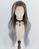 Brown Ombre Grey Blue Synthetic Lace Front Wig WW1064