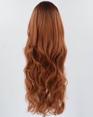 30 Inch Long Ombre Brown Synthetic Wig HW571