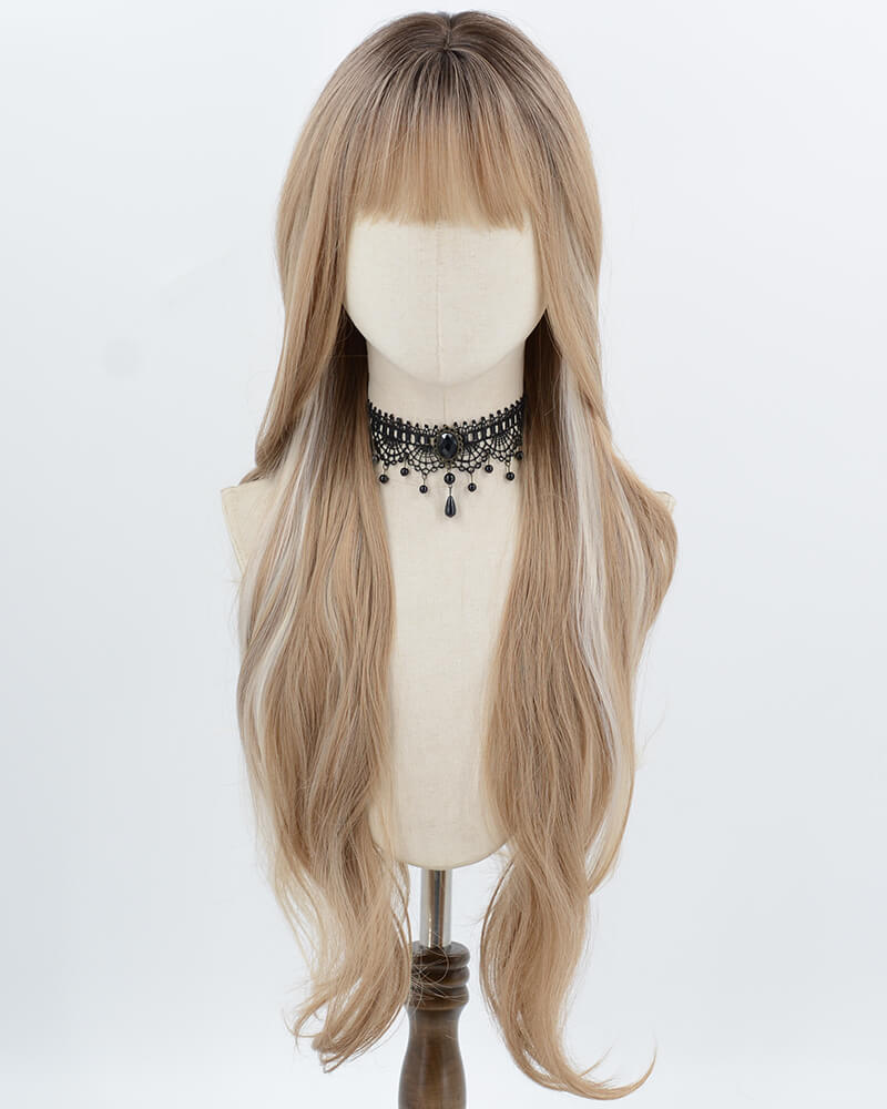 Long Ombre Blonde White Synthetic Wig HW800