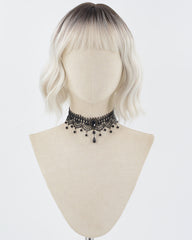 Ombre White Grey Short Wavy Synthetic Wig HW503