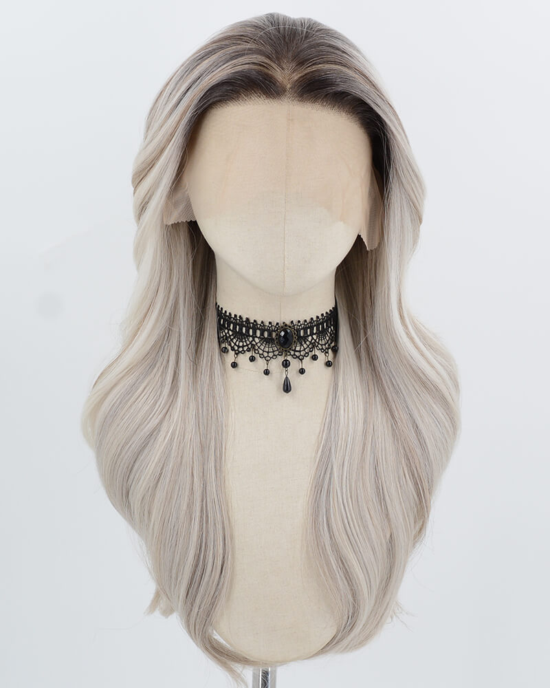 Ombre Grey Blonde Synthetic Lace Front Wig WW1006