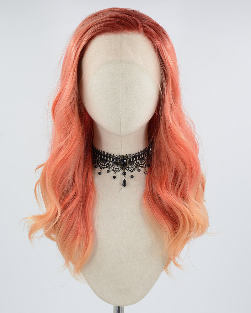 Ombre Orange Wavy Synthetic Lace Front Wig WW593
