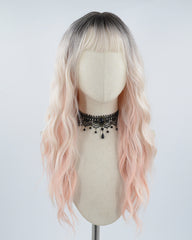 Ombre Pink Curly Synthetic Wig HW240