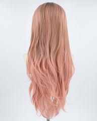 Dark Root Ombre Pink Synthetic Lace Front Wig WW543