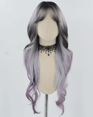 Black Ombre Purple Wavy Synthetic Wig HW605