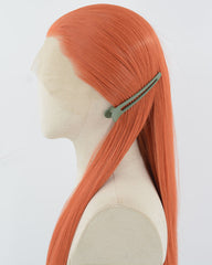 Long Straight Orange Synthetic Lace Front Wig WW865