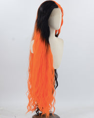 35Inch Long Black Orange Synthetic Lace Front Wig WW929