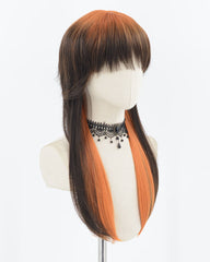 Orange Ombre Black Synthetic Wig HW468