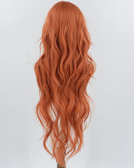 30Inch Long Orange Wavy Synthetic Wig HW688