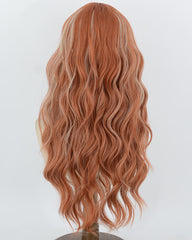 Orange Highlight Blonde Curly Synthetic Wig HW870