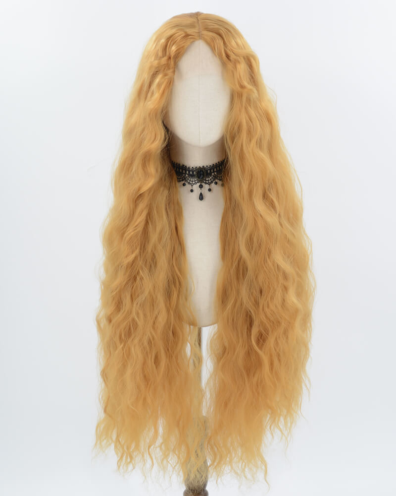 Long Brown Orange Curly Synthetic Lace Front Wig WW764