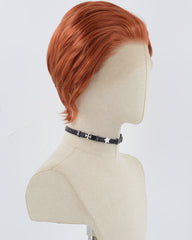 Copper Red Short Synthetic Lace Front Men's Wig MW033