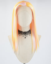 Orange Pink White Straight Synthetic Lace Front Wig WT254