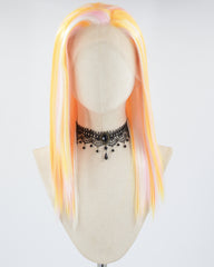 Orange Pink White Straight Synthetic Lace Front Wig WT254
