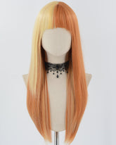Orange Yellow Blonde Long Straight Synthetic Wig HW573