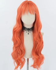 Long Orange Wavy Synthetic Wig HW676