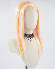 Orange Pink White Straight Synthetic Lace Front Wig WT254