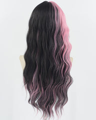 Pink Black Curly Synthetic Wig HW471