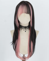 Black Pink Synthetic Wig HW826