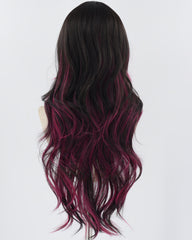Purple Pink Black Synthetic Wig HW555