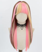 Pink Blonde Brown Synthetic Wig HW806