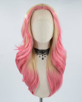 Pink Skunk Stripe Blonde Synthetic Lace Front Wig WT226
