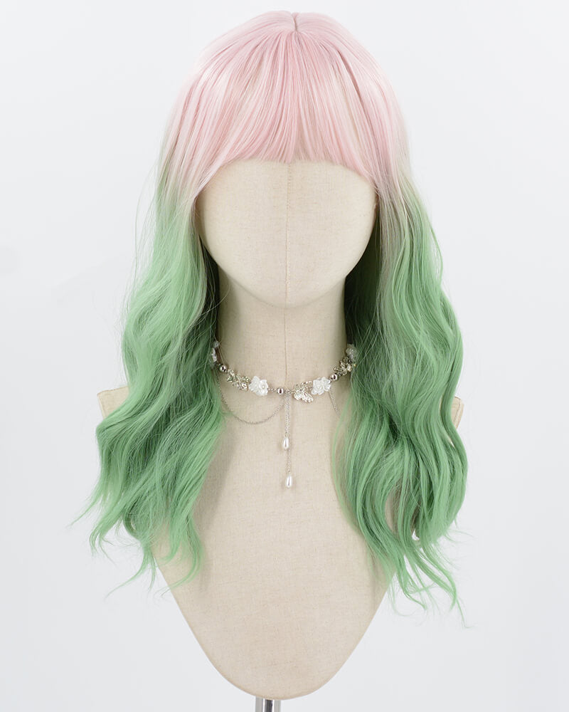 Pink Ombre Green Synthetic Wig HW347