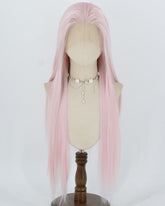 Pink Long Straight Synthetic Lace Front Wig WW1078