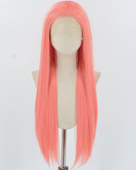 Pink Long Straight Synthetic Lace Front Wig WW935
