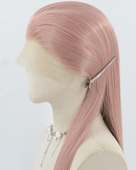Pink Long Straight Synthetic Lace Front Wig WW990