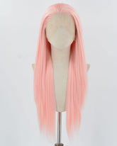 Long Pink Straight Synthetic Lace Front Wig WW478