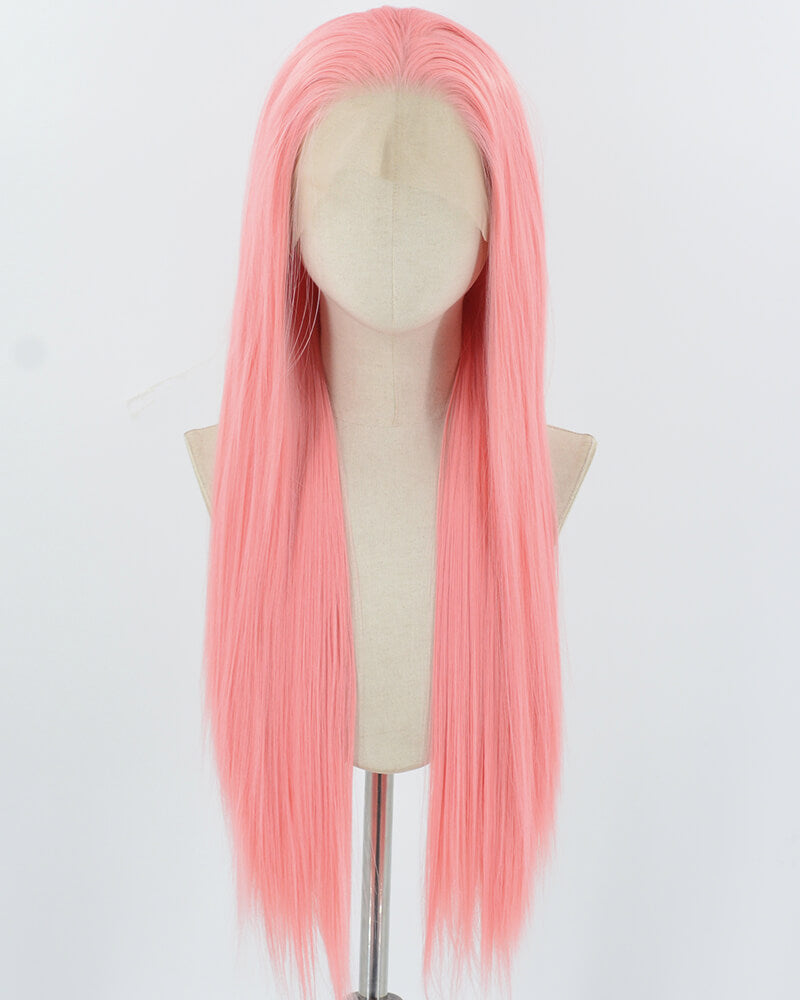 Pink Long Straight Synthetic Lace Front Wig WW937