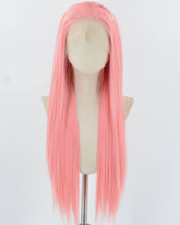 Pink Long Straight Synthetic Lace Front Wig WW937