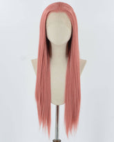 Pink Long Straight Synthetic Lace Front Wig WW1035