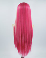 Pink Streaked Blonde Synthetic Lace Front Wig WW522