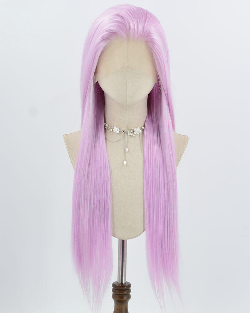 Purple Pink Long Straight Synthetic Lace Front Wig WW983