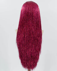 Purple Red Tinsel Synthetic Lace Front Wig WW845