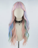 Pink Rainbow Long Wavy Synthetic Wig HW286