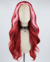 Pink Skunk Stripe Red Synthetic Lace Front Wig WT237