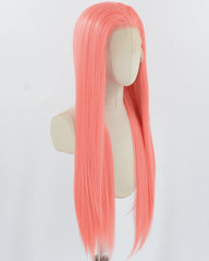 Pink Long Straight Synthetic Lace Front Wig WW935