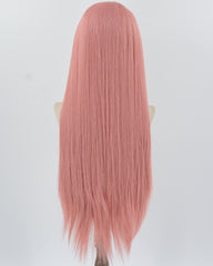 Long Straight Pink Synthetic Lace Front Wig WW812