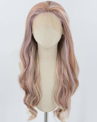 Mixed Pink Brown Synthetic Lace Front Wig WW907