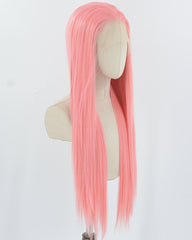 Pink Long Straight Synthetic Lace Front Wig WW937