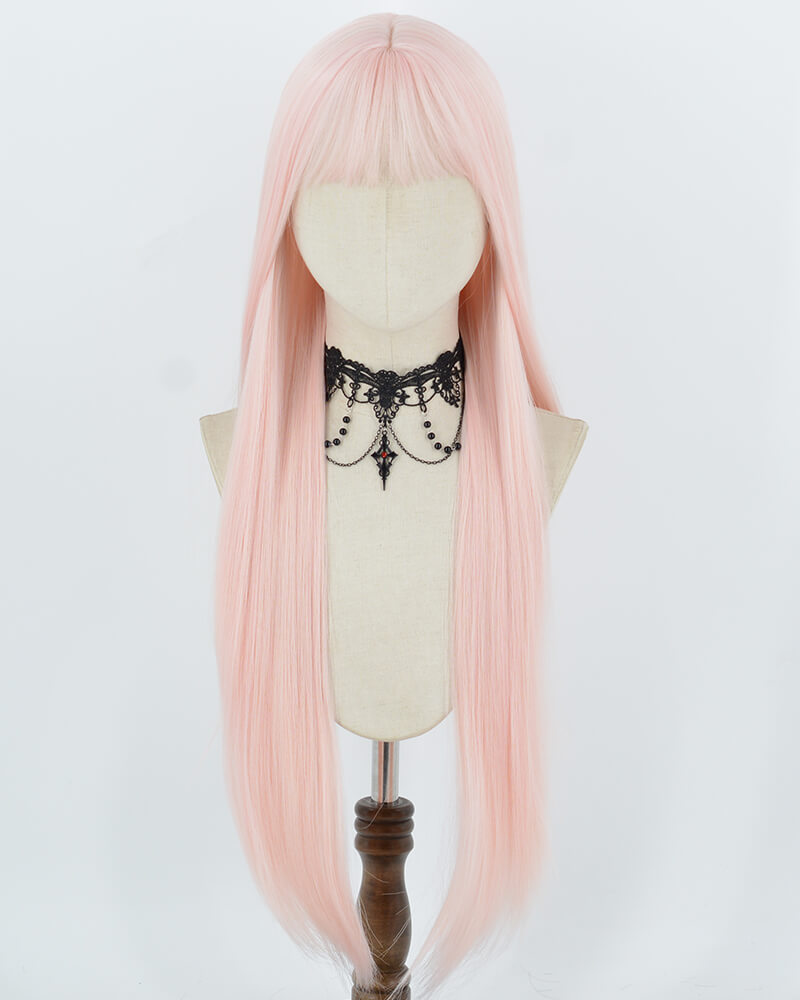 30Inch Long Pink Synthetic Wig HW865
