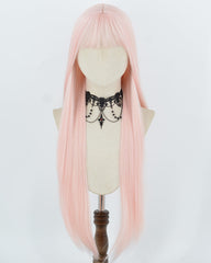 30Inch Long Pink Synthetic Wig HW865