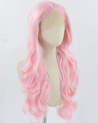 Pink Wavy Synthetic Lace Front Wig WT044