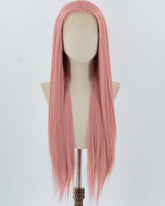 Long Straight Pink Synthetic Lace Front Wig WW812