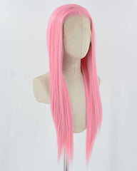 Pink Straight Synthetic Lace Front Wig WW863